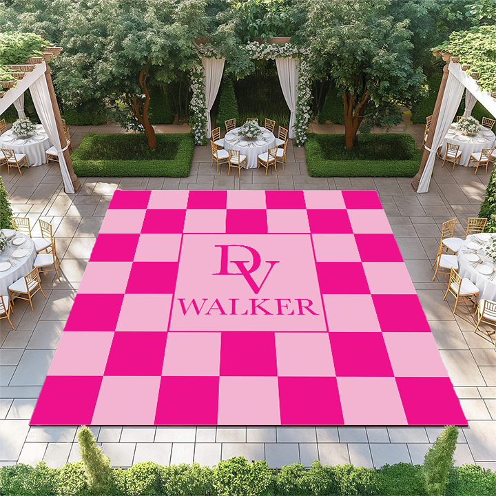 Monogram on Pink Checkerboard