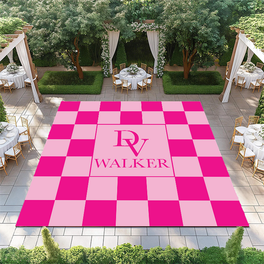 Monogram on Pink Checkerboard