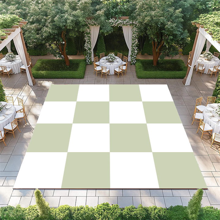 Pastel Green and White Checkerboard
