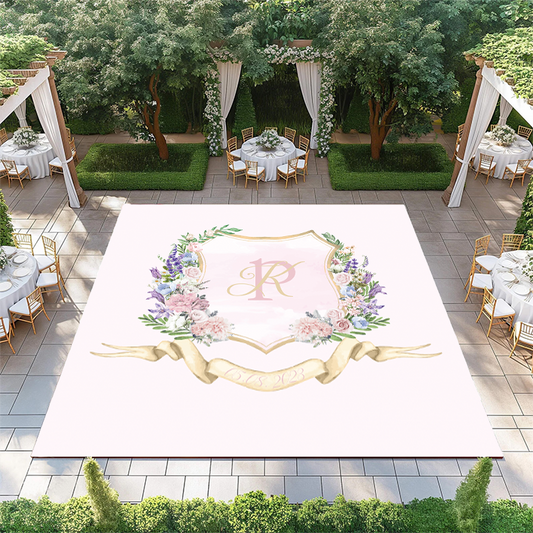 Pink & Gold Floral Monogram
