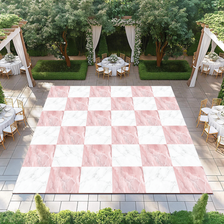 Pink & White Marble Checkerboard