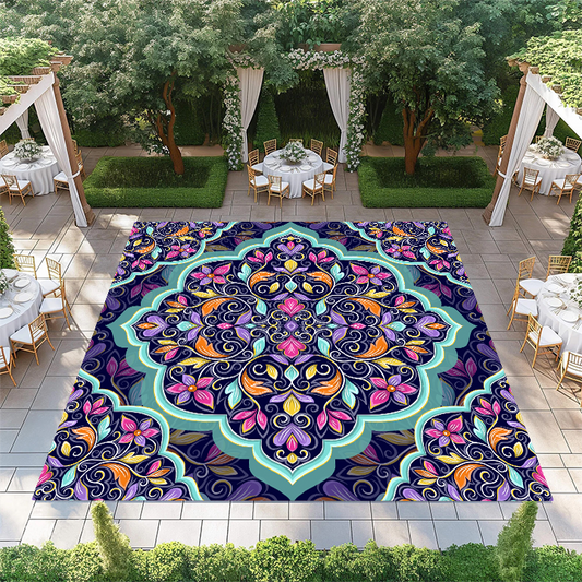 Purple, Turquoise, and Orange Mandala Pattern