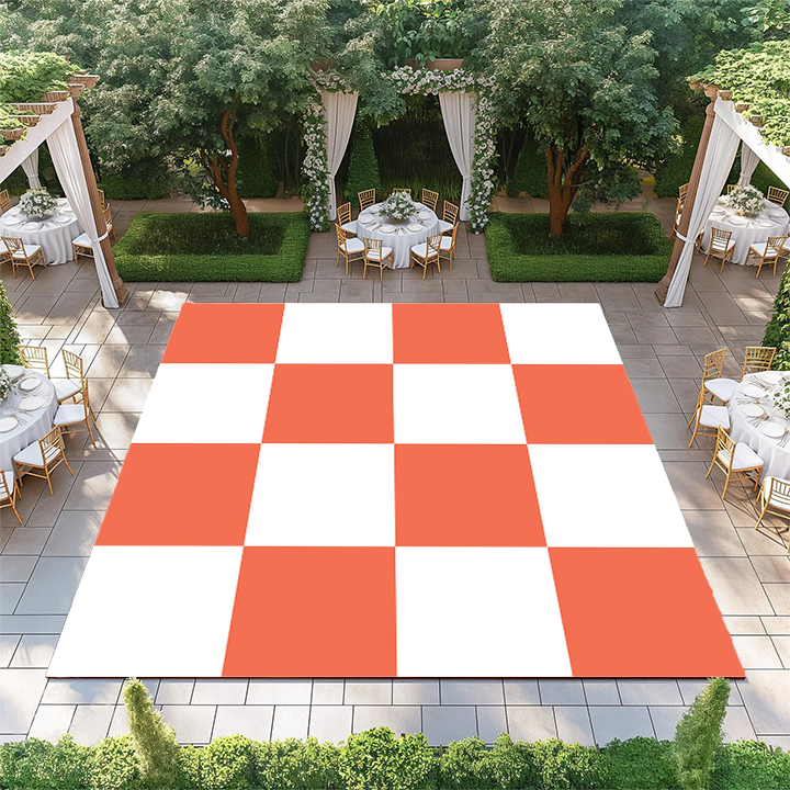 Red-Orange and White Checkerboard