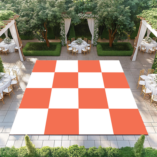 Red-Orange and White Checkerboard