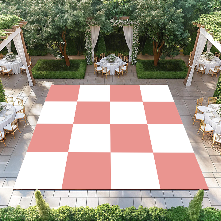 Salmon and White Checkerboard