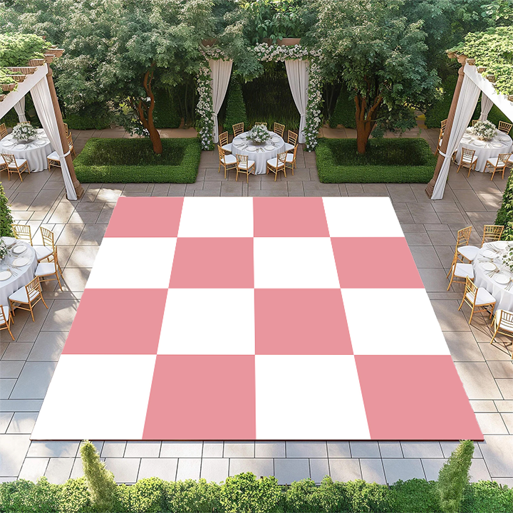 Sea Pink and White Checkerboard
