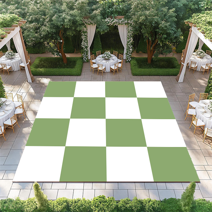 Smokey Green and White Checkerboard
