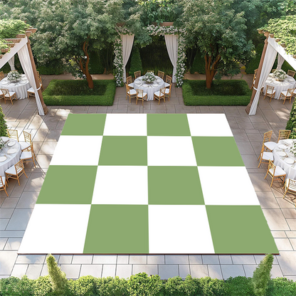 Smokey Green and White Checkerboard