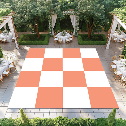 Tangerine and White Checkerboard