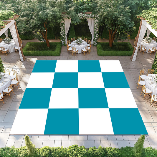 Teal and White Checkerboard