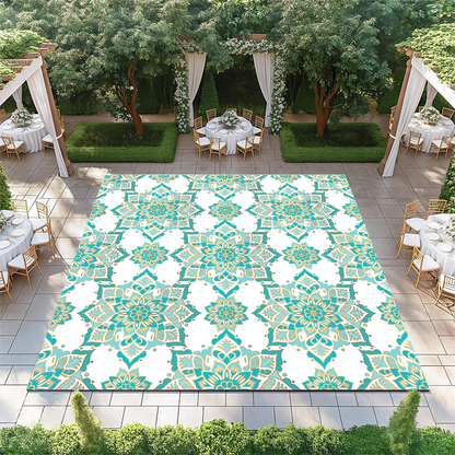 Teal Floral Mandala Repeated Pattern