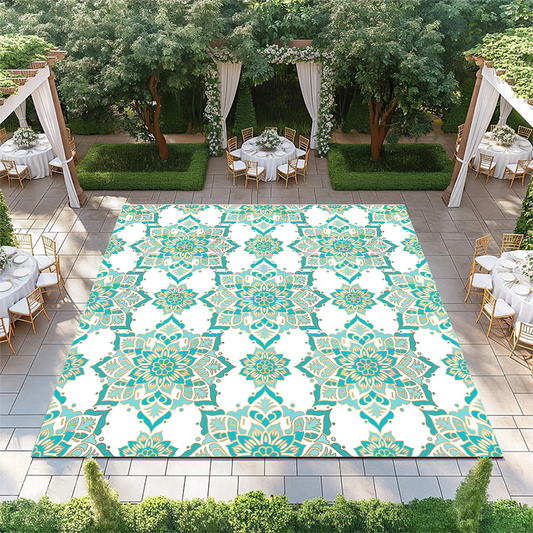 Teal Floral Mandala Repeated Pattern