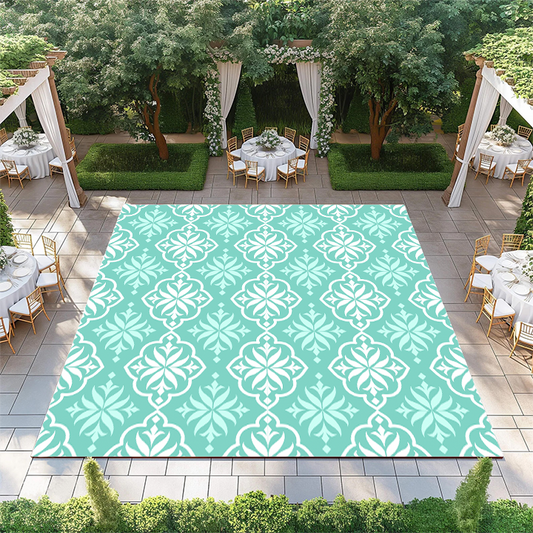White and Turquoise Leaf Pattern